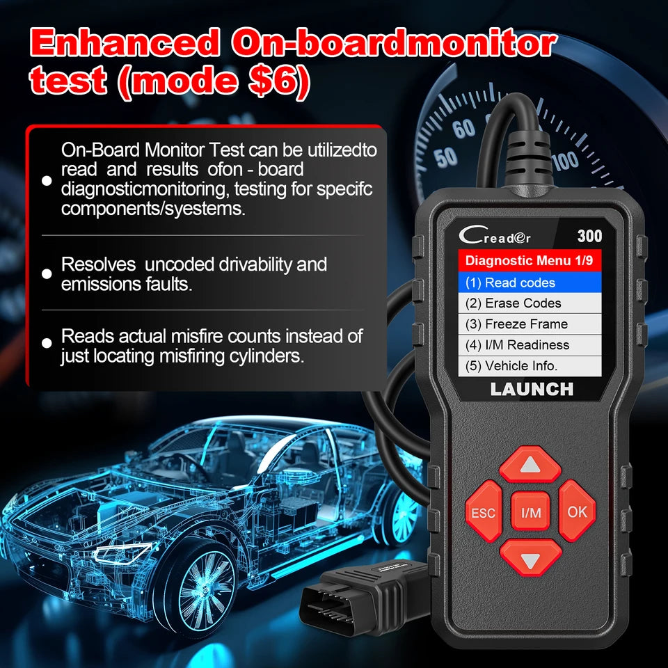 LAUNCH X431 CR300 OBD2 SCANNER CAN Auto Code Reader Diagnostic Tools I/M Engine Battery Tester Lifetime Free Update