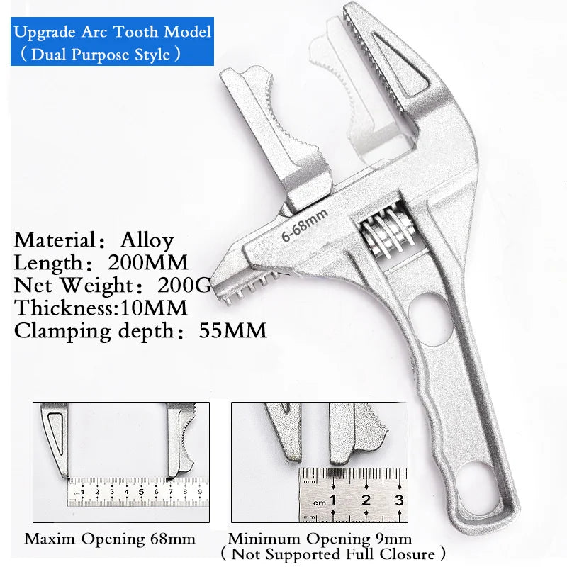Adjustable Wrench Universal Monkey Spanner Multi-function plumbing Hand Tools Nut Sink Wrench Bathroom Pipe Large Open Spanner