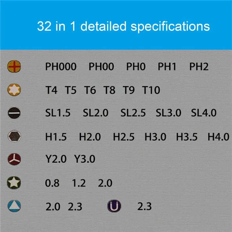 32 in 1  Screwdriver Set Precision Magnetic bit Screw drivers Handle Kits Phone PC Repair Hand Tools for IPhone Watch Camera