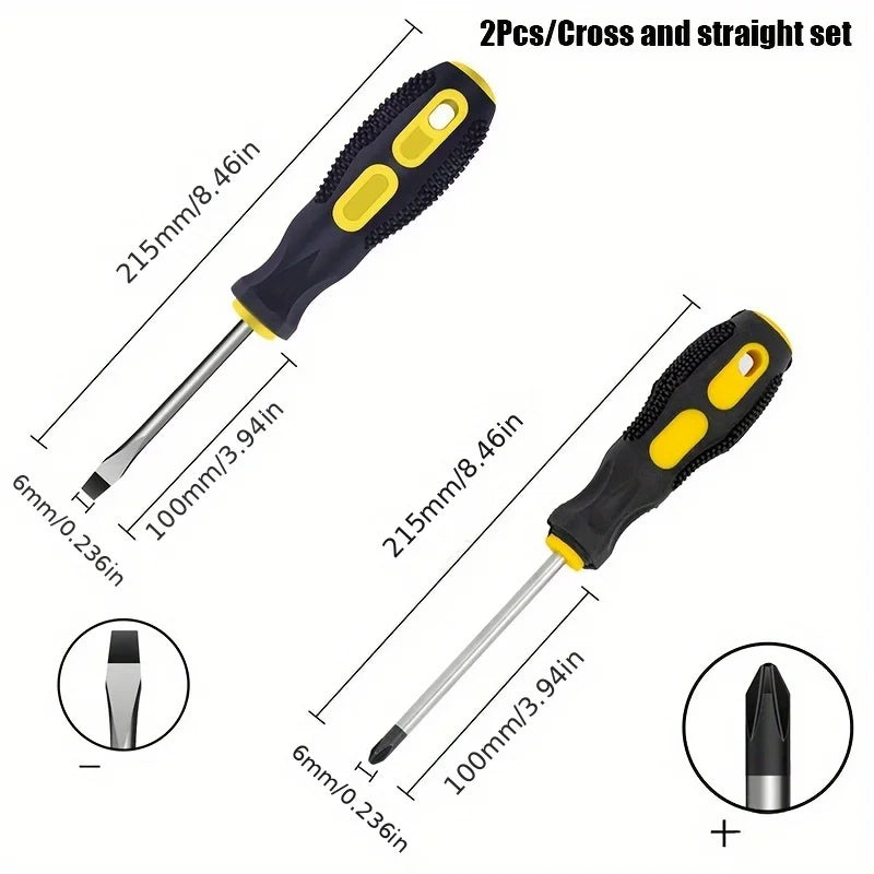 Magnetic Tip Screwdriver Set, Phillips and Flat, Professional Cushion Grip | Hand Tools Set