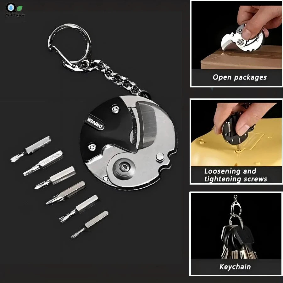 Multifunctional Folding Pocket Knife Outdoor Screwdriver Mini Repair Tool Pendant Neck Key EDC Tool Removable Fruit Knife