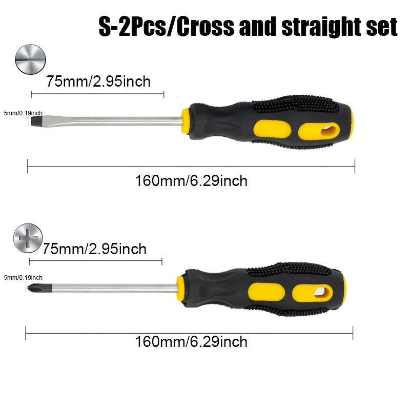 Magnetic Tip Screwdriver Set, Phillips and Flat, Professional Cushion Grip | Hand Tools Set