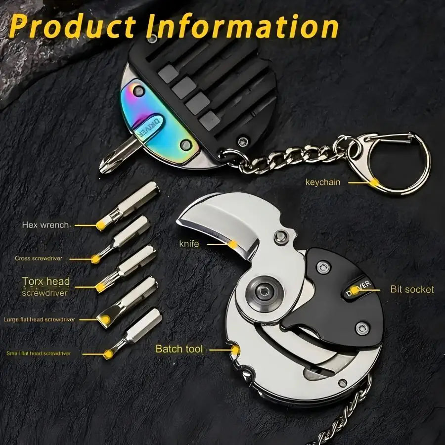 Multifunctional Folding Pocket Knife Outdoor Screwdriver Mini Repair Tool Pendant Neck Key EDC Tool Removable Fruit Knife
