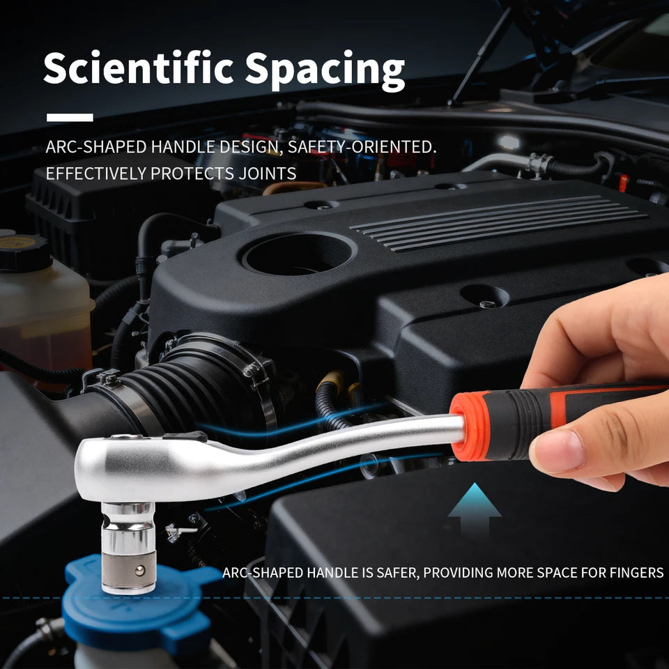 New Frosted Quick Ratchet Wrench Oil-resistant 72 Tooth Drive 1/4 3/8 1/2 Inch Socket Two-way Flying Wrench DIY Hand Repair Tool