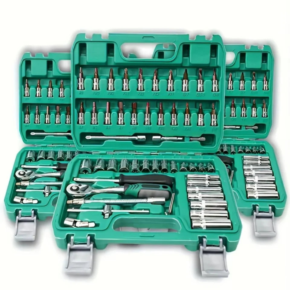 46/53 Professional Ratchet Tool Set, Multi-functional Auto Repair Tool Set, equipped with torque wrench, screwdriver and portabl