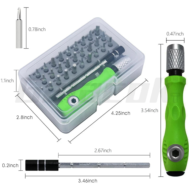32 in 1 Multifunctional Screwdriver Set Mini Small Screwdriver Torx Phillips Magnetic Screw Driver Bit Portable Repair Tool Kit