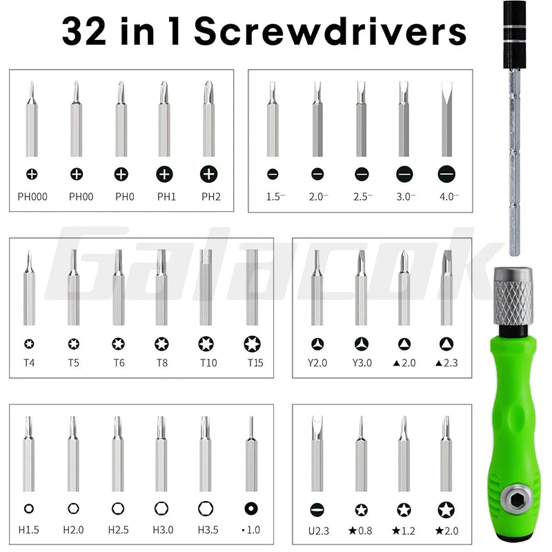 32 in 1 Multifunctional Screwdriver Set Mini Small Screwdriver Torx Phillips Magnetic Screw Driver Bit Portable Repair Tool Kit