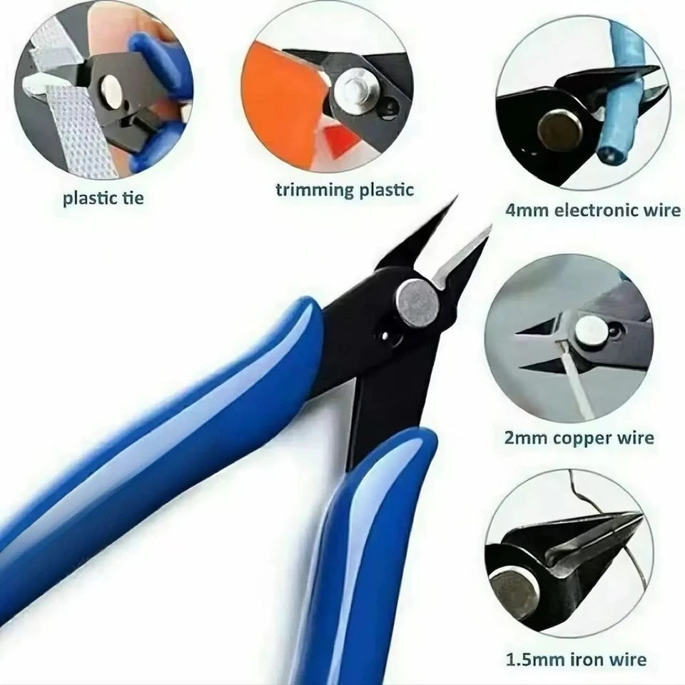 Blue Electricians Pliers Tools Electrician Hand Tool Carbon Steel Electrical Wire Cable Cutters Side Snips Flush Nipper Home