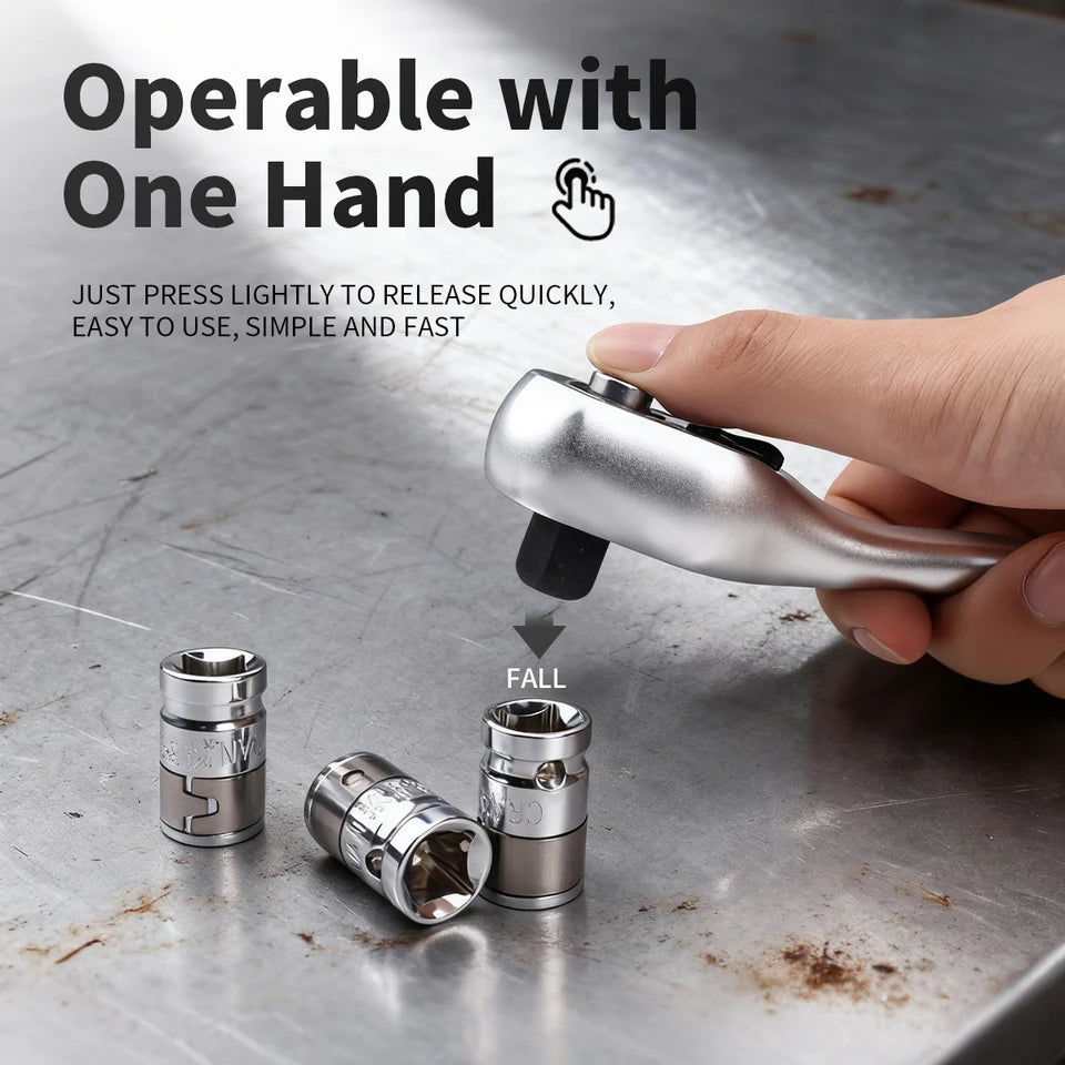 New Frosted Quick Ratchet Wrench Oil-resistant 72 Tooth Drive 1/4 3/8 1/2 Inch Socket Two-way Flying Wrench DIY Hand Repair Tool